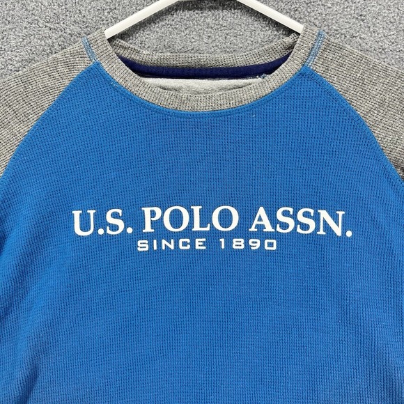 US Polo Assn‎ Sweater Mens Size M Blue Gray Pullover Crew-Neck Knit long sleeve - Picture 5 of 12